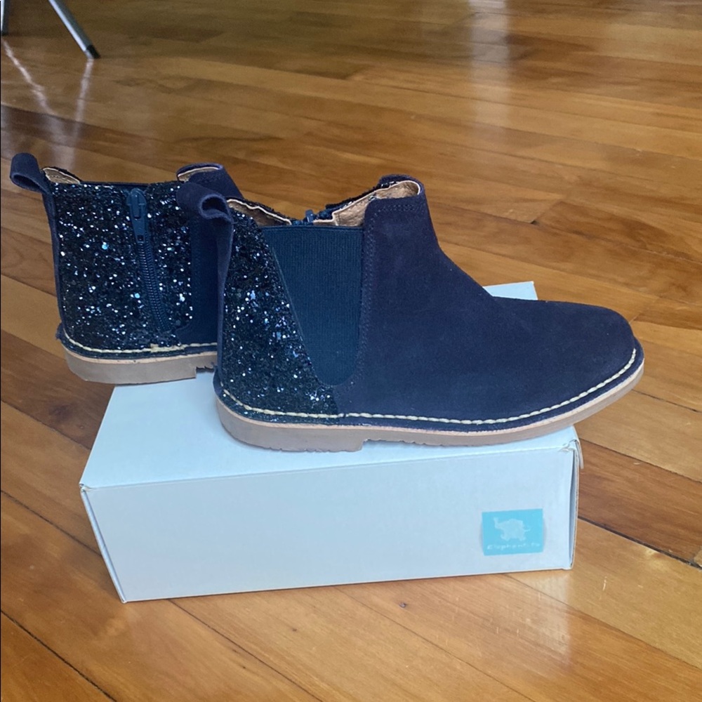 Elephantito Blue and Tan Boots with Elastic Panels